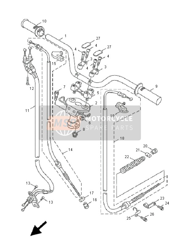 Yamaha XF50E GIGGLE 2007 Steering Handle & Cable for a 2007 Yamaha XF50E GIGGLE